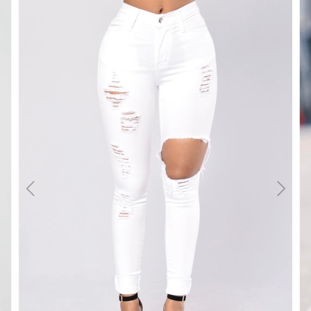 Fashion Nova Glistening Jeans- White